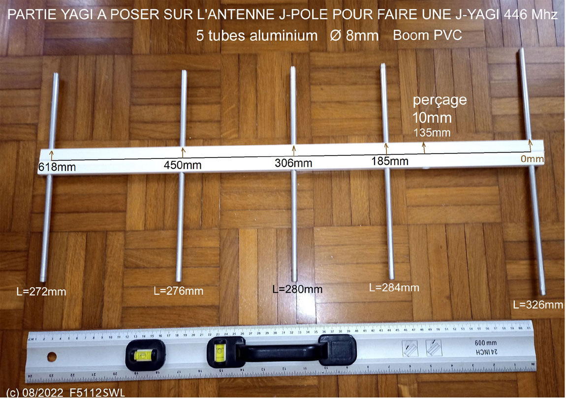 dimentions antenne J-YAGI 446 Mhz